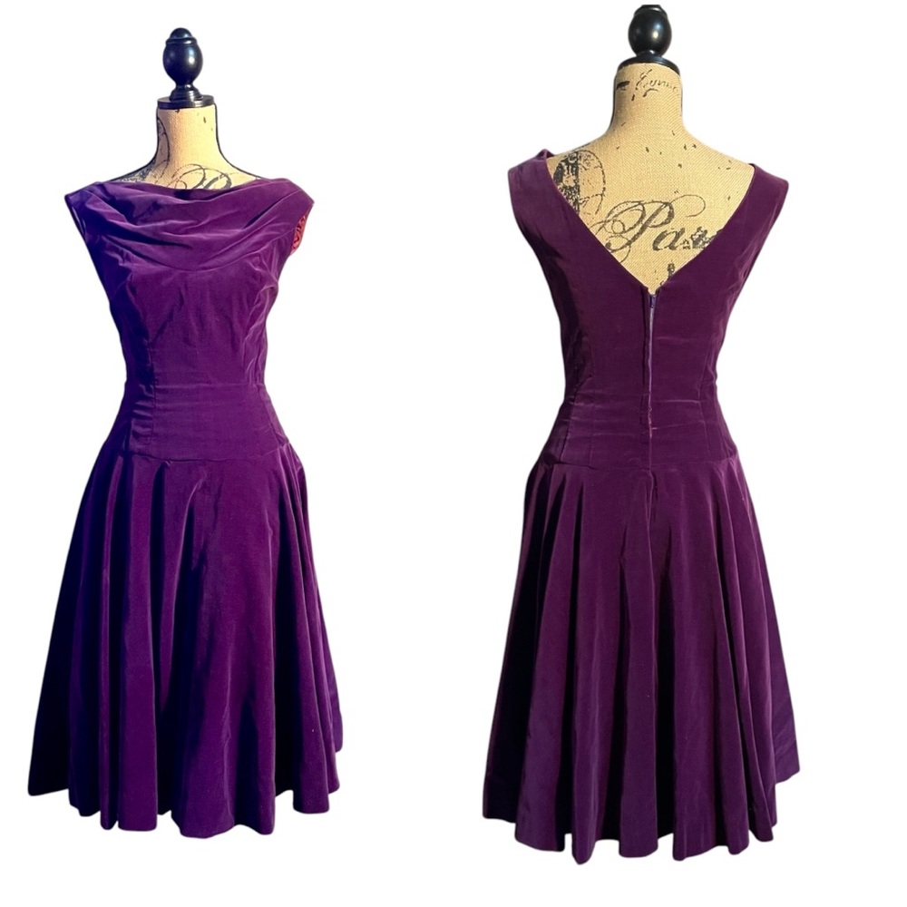 Vintage 50’s plum velvet evening dress